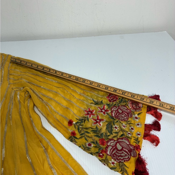 Embroidered Silk Boho Top with Tassels Size 12 - Picture 13 of 13